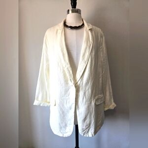 HALSTON 100% Linen Off White Women's Blazer. Size XL